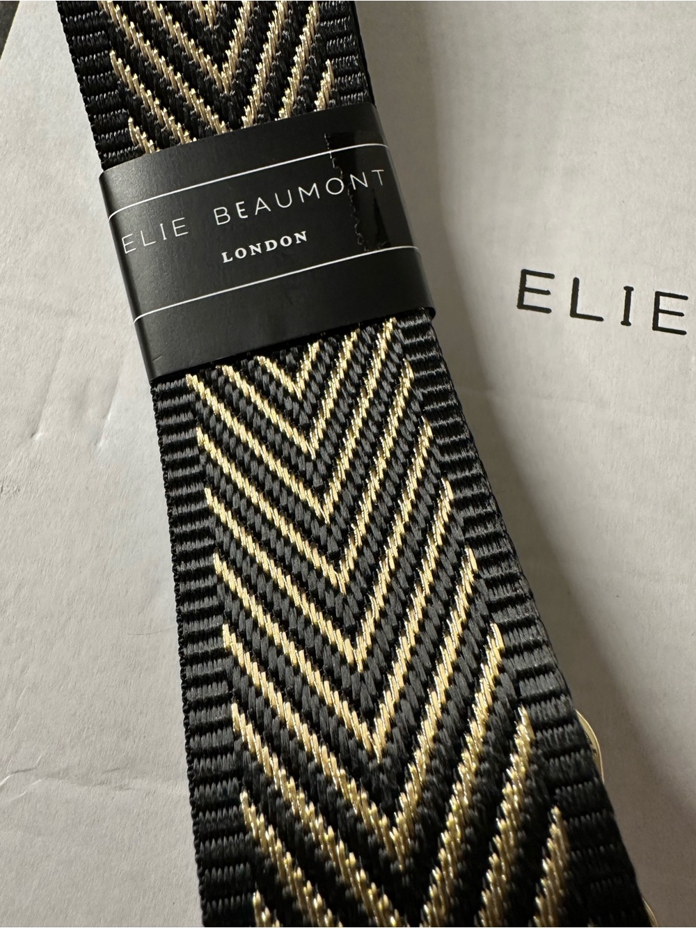 London Black & Gold Chevron Bag Strap - Picture 2 of 3